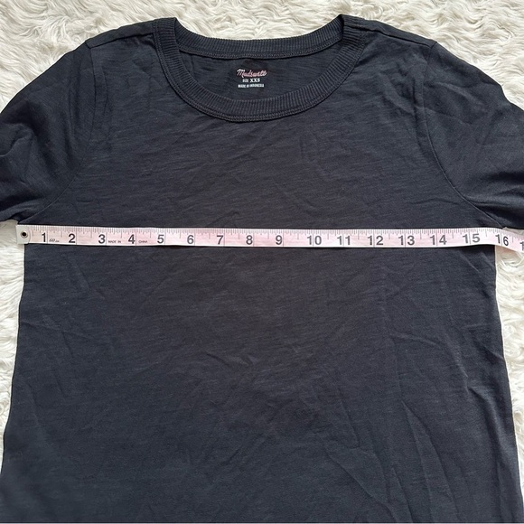 Madewell Top Whisper Cotton Rib-Crewneck Long-Sleeve Tee True Black XXS NWT New - Picture 9 of 11